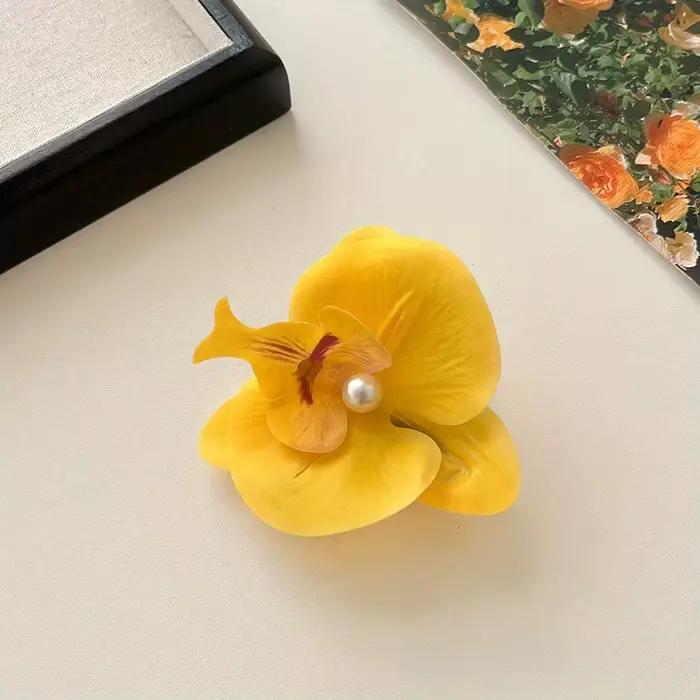 Pince à cheveux Faux Phalaenopsis Orchidée, Barrette latérale fleur rose pour filles, Accessoire de coiffure, Ornement floral pour cheveux