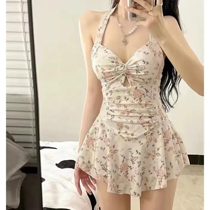 Maillot de bain une pièce sexy à col halter pour femme
