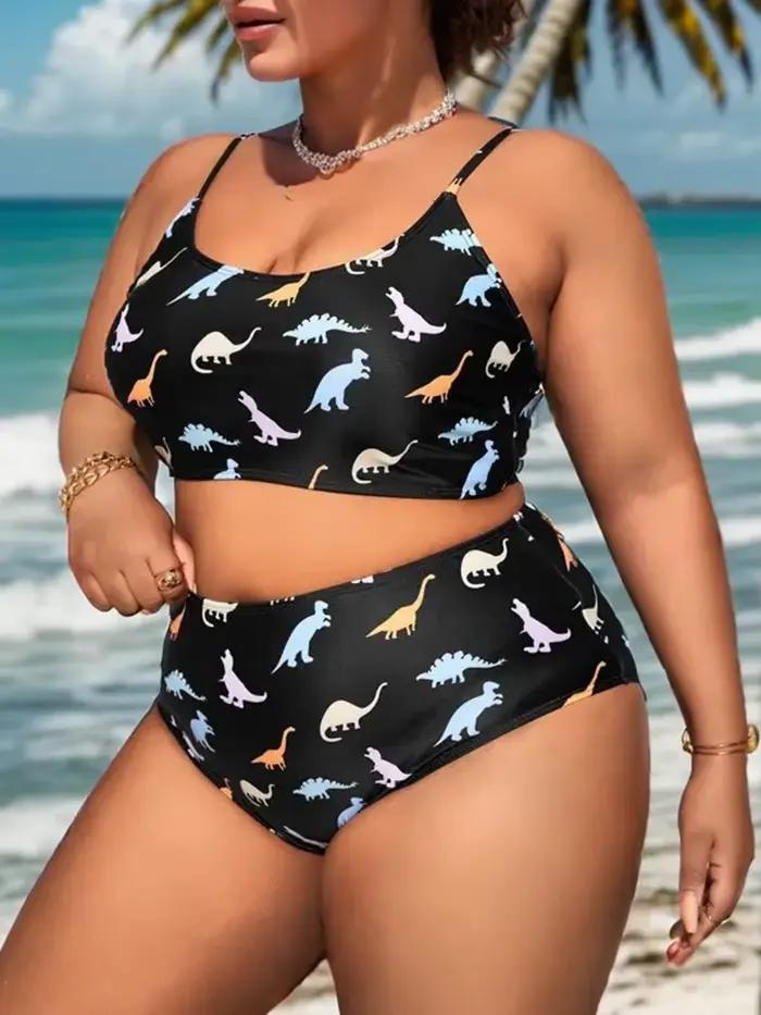 Maillot de bain deux pièces grande taille imprimé