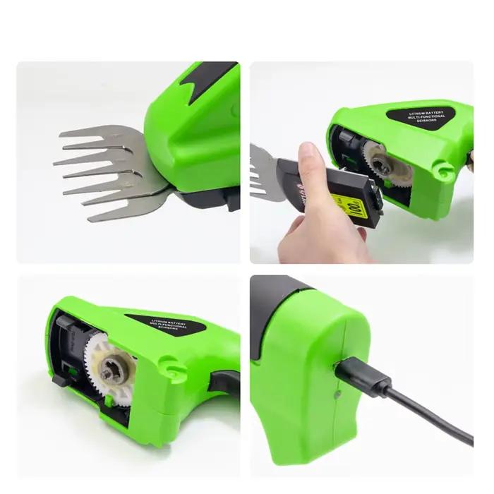 Taille-haie électrique sans fil 2-en-1 rechargeable, coupe-herbe électrique, scie de désherbage, cisaille à arbustes, sécateur de jardin