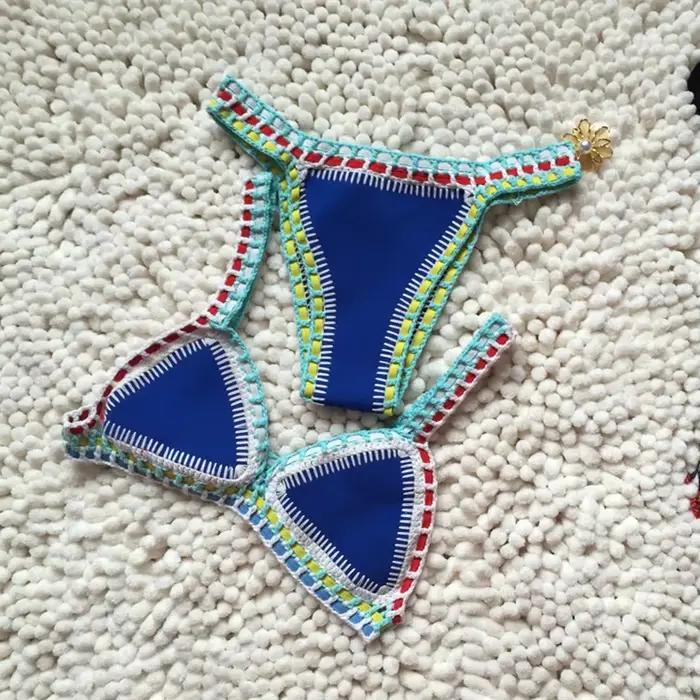 Micro Bikini 2026 pour Femme, Maillot de Bain Fait Main au Crochet, Soutien-Gorge Push-Up, Patchwork, Tenue de Plage, Bikini String