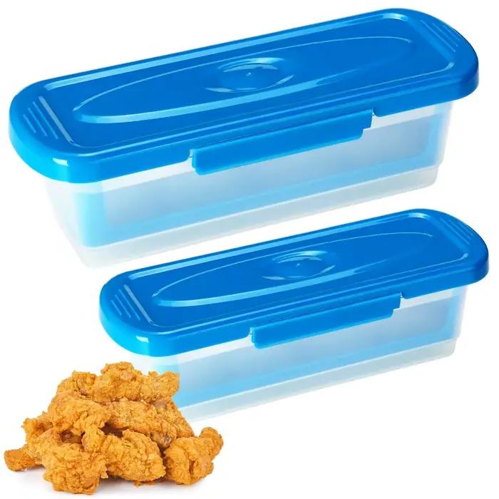 Lot de 2 bols rectangulaires en plastique pour panure de poisson, étanches avec passoire, grande capacité