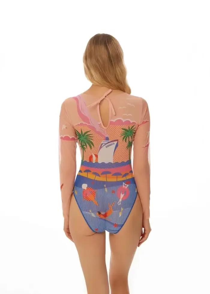 Maillot de bain Sukienki pour femmes une pièce avec chevrons design original pour nager et plageSexy泳装