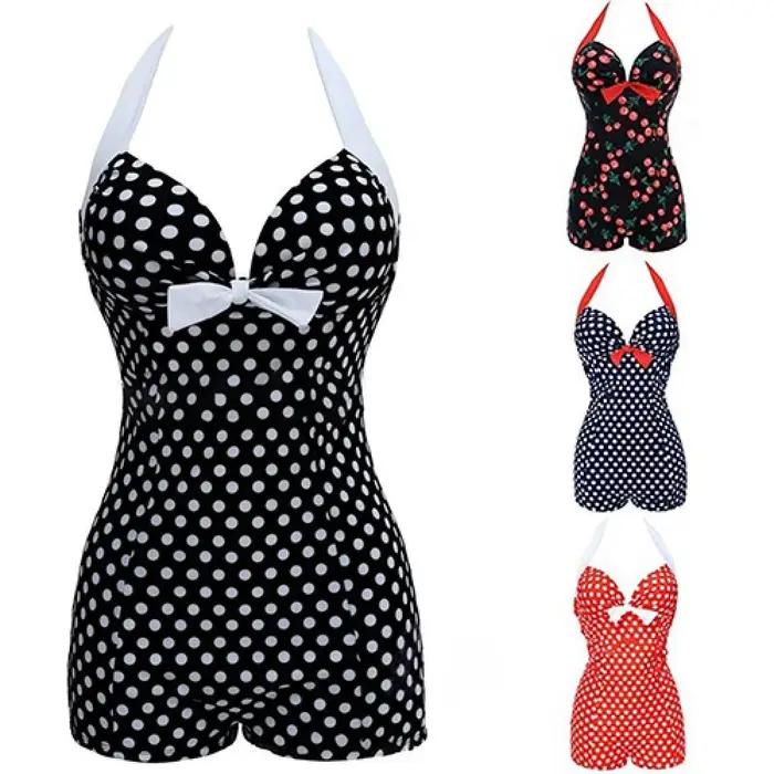 Maillot de bain une pièce à pois pour femme