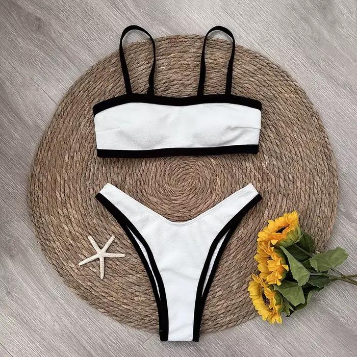 Noir blanc Bikini 2025 Sexy femmes maillots de bain maillot de bain pour femme Micro Bikini ensemble brésilien Biquini maillot de bain solide maillots de bain