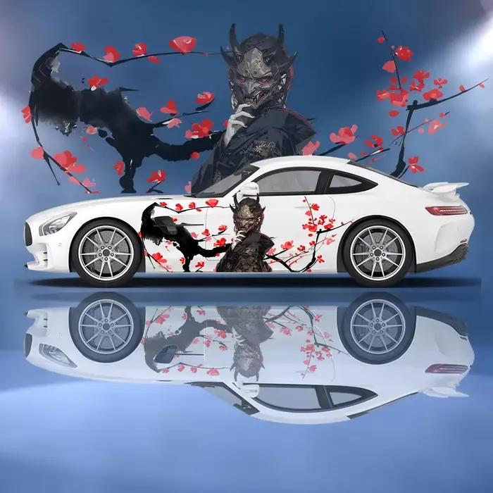 Autocollant latéral de voiture en vinyle, décoration florale de Geisha japonaise, papier auto-adhésif, peinture de sport automobile, adapté à voiture camion Suv