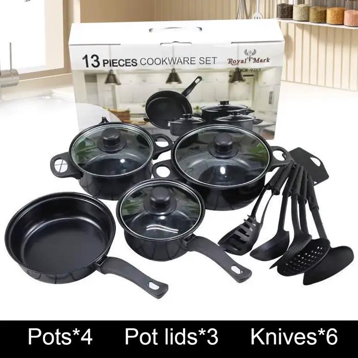 Ensemble d'ustensiles de cuisine antiadhésives de luxe, 12 pièces, couvercle de poêle à frire, ensembles de casseroles de cuisine, plat de Casserole, poêle Wok, tous Types de cuiseur