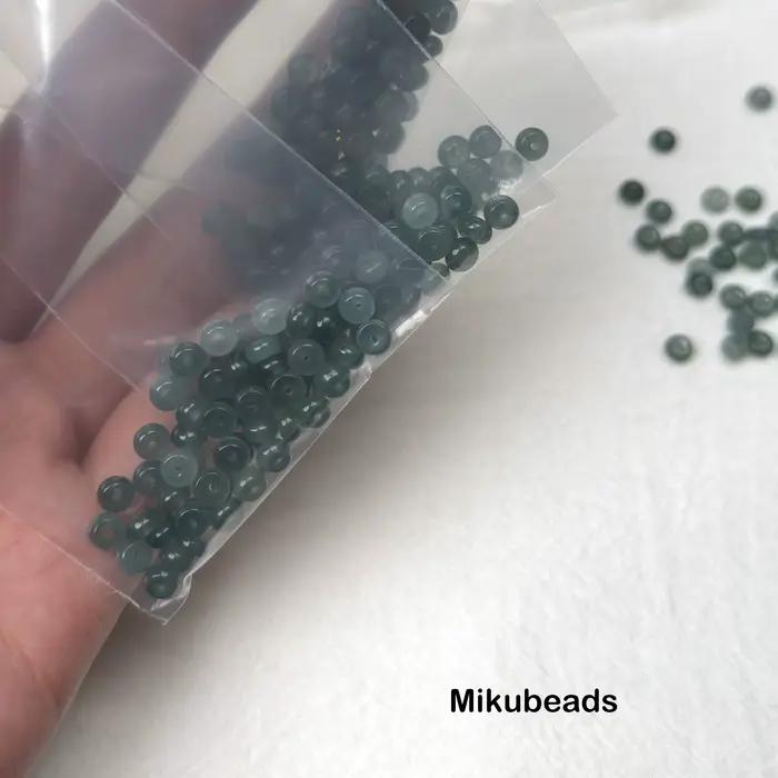 Jadeite naturelle 2-3*4.8mm vert lac 3A, perles rondes lisses en vrac pour la fabrication de bijoux, bracelet, collier, vente en gros