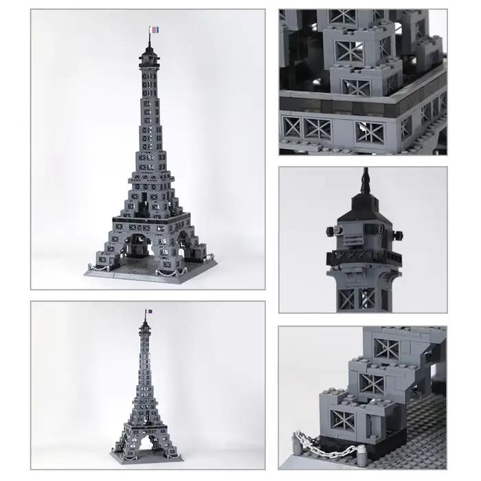 976 pièces Blocs de construction Tour Eiffel de Paris, Décoration de bureau, Modèle architectural exquis, Attraction célèbre, Jouet original