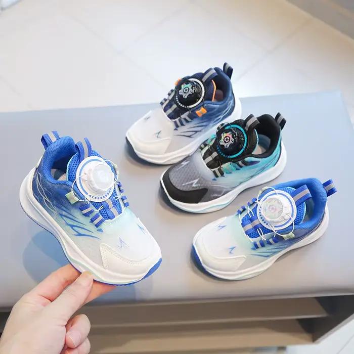 Tenis enfant chaussure baskets décontractées pour garçon enfant chaussure pour fille boutons rotatifs chaussure de course pour fille semelle souple maille chaussure respirante