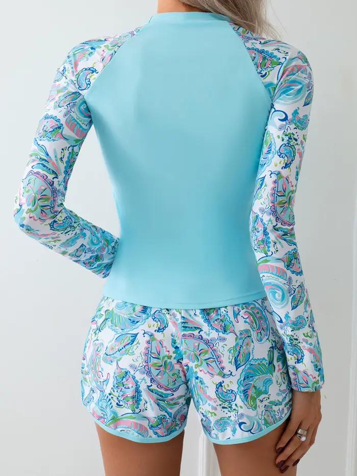 Ensemble bikini athlétique à manches longues pour femme