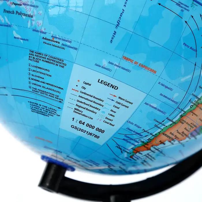 Globe éducatif pour l'enseignement, carte du monde anglaise HD avec 360, 1 pièce °   Rotation, outil d'apprentissage de la géographie de bureau standard