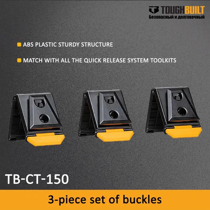 TOUGHBUILT Ensemble de 3 attaches à clipser, accessoires robustes pour kit d'outils à accrochage rapide, compatibles avec les sacs ClipTech TB-CT-150