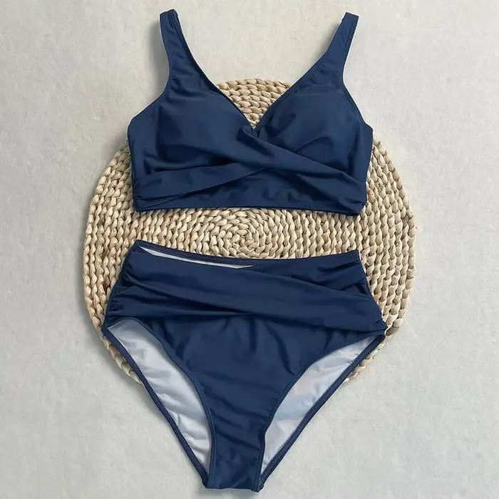 Maillot de bain féminin bikini ensemble de plage taille haute avec rembourrage nylon élasthanne pour femmes ocasions plage piscine spa et croisière