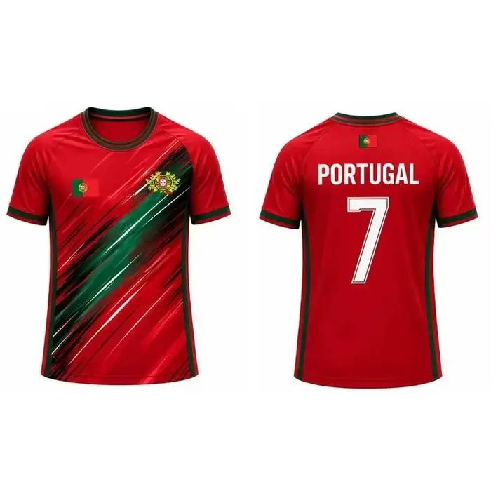Maillot de football pour homme avec imprimé drapeau du Portugal 2026, T-shirt de sport respirant et à séchage rapide, unisexe, mode décontractée d'été, haut unisexe