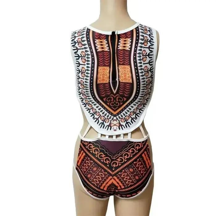 Maillot de bain une pièce imprimé africain Dashiki