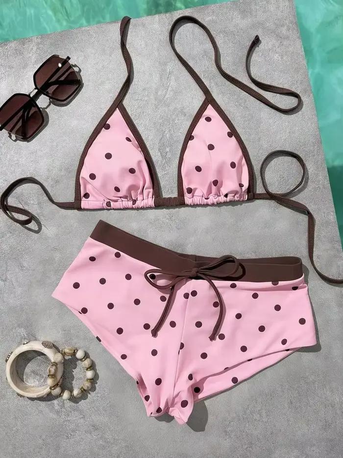 Ensemble bikini brésilien à pois pour femme