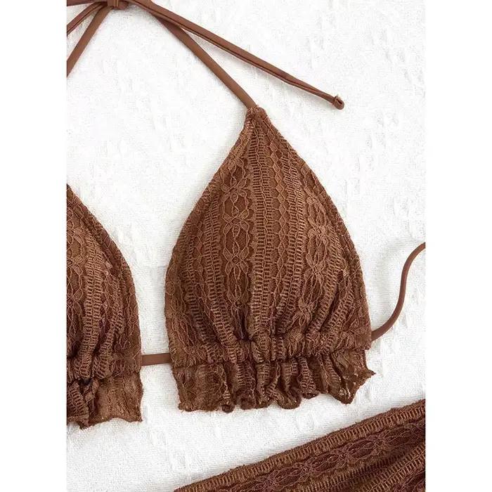 Sexy Bikini ensemble maillot de bain femmes Triangle épissé volants licou