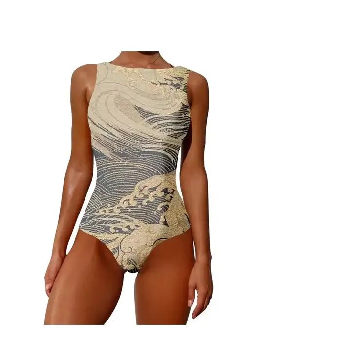 Maillot de bain une pièce kawaii chrysanthème fleur motif imprimé maillot de bain décontracté plage natation vêtements de sport femmes vêtements