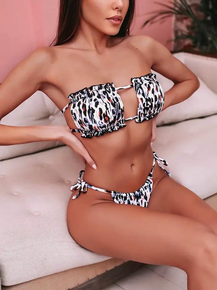 Bikini sexy 2026, maillot de bain bandeau plissé