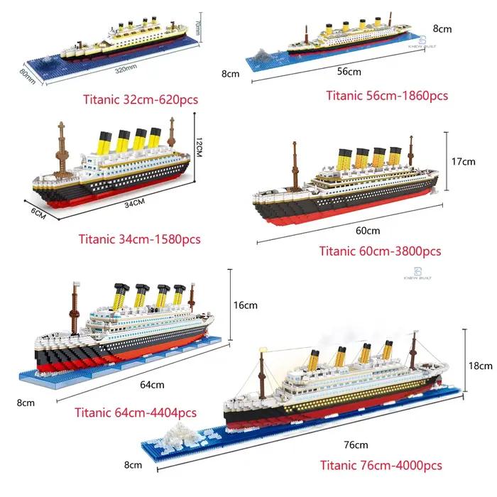 KNEW BUILT Blocs de construction de bateau en plastique Titanic 3D pour adultes, Micro Mini briques, Kits de jouets à assembler, bateau de croisière, cadeau pour enfants
