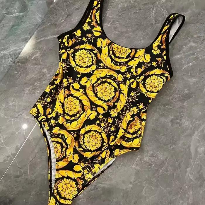 2025 nouveau design maillot de bain femme sexy une pièce bikini fleur dorée