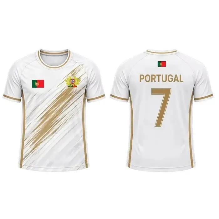 Maillot de football pour homme avec imprimé drapeau du Portugal 2026, T-shirt de sport respirant et à séchage rapide, unisexe, mode décontractée d'été, haut unisexe