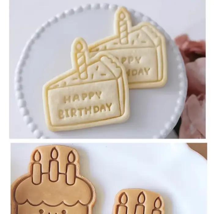 Joyeux anniversaire gâteau abstrait dessin animé emporte-pièce 3D bricolage gâteau forme Biscuit Cookie moule outil de cuisson Fondant gâteau timbre moule
