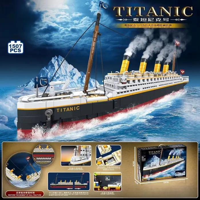 1507 pièces nouveau modèle créatif Titanic à grande échelle ensemble de blocs de construction, défi adulte énorme modèle de bateau de croisière Titanic jouets de construction