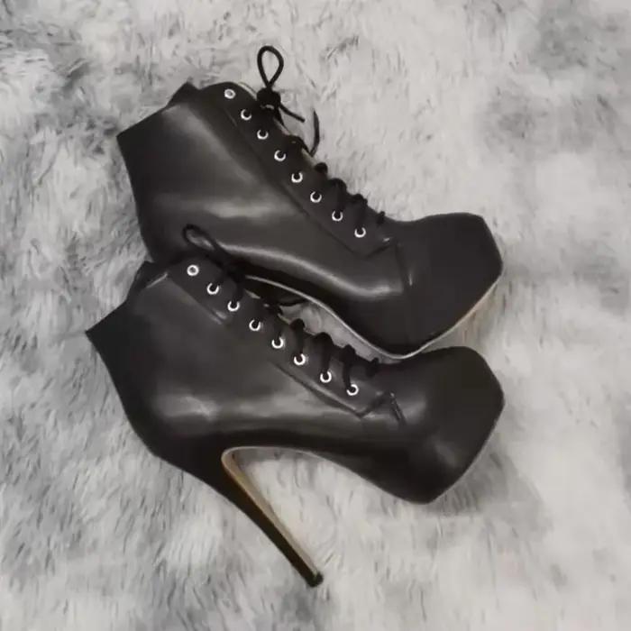 Femmes bottines talons aiguilles automne hiver bout rond pôle danse Sexy talons hauts pompes mode fermeture éclair à lacets femme chaussures grande taille
