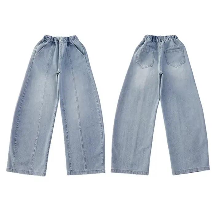 Jeans slim fit pour enfants, coupe droite, denim tendance pour adolescentes, pantalons en jean pour enfants, mode printemps, âge 5 à 14 ans