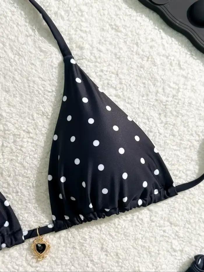 Ensemble de bikini sexy noir blanc à pois maillot de bain 2 pièces pour femme