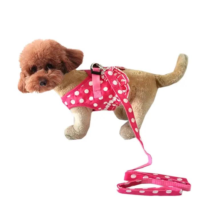 Ensemble collier et laisse pour chien, design à pois de luxe, fournitures pour petits chiots, accessoires pour chihuahua, poitrine SFP, mignon