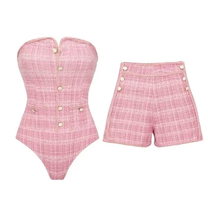 Taille haute femmes Sexy bretelles maillot de bain et Shorts été
