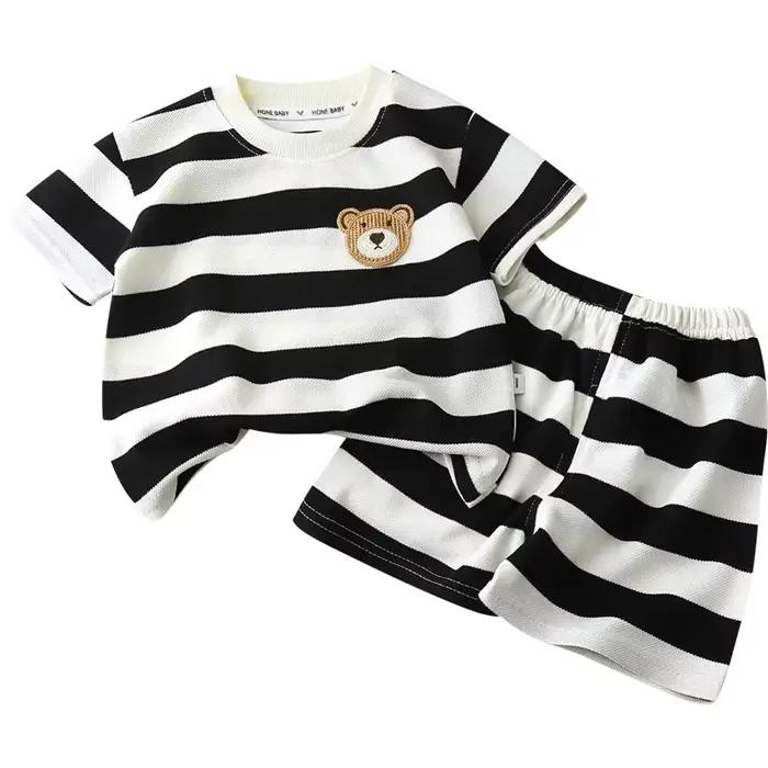 Fille enfant T-shirt bébé vêtements vêtements pour enfants costume pour enfants 2 pièces ensemble nouvel été à manches courtes + Shorts rayé garçon