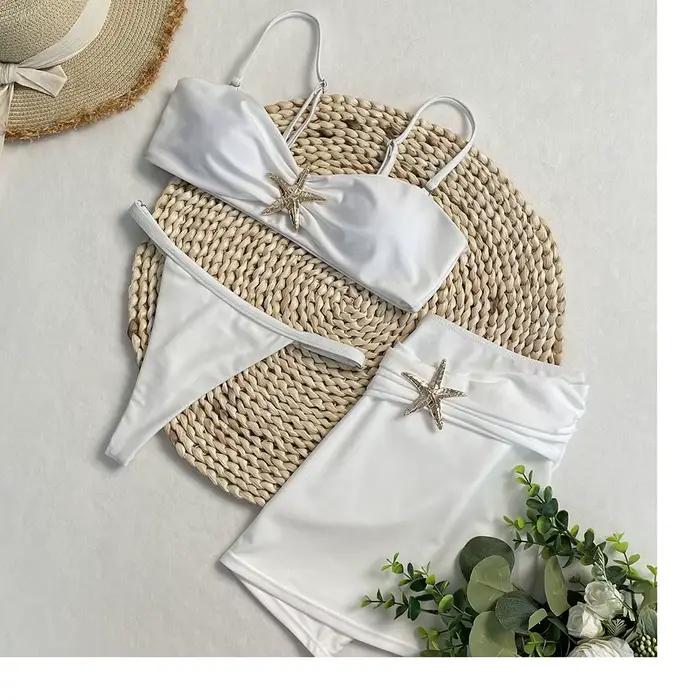 Bikinis Debaior femme style plage bandeau nylon elasthanne ajustement précis couleurs solides geometriques