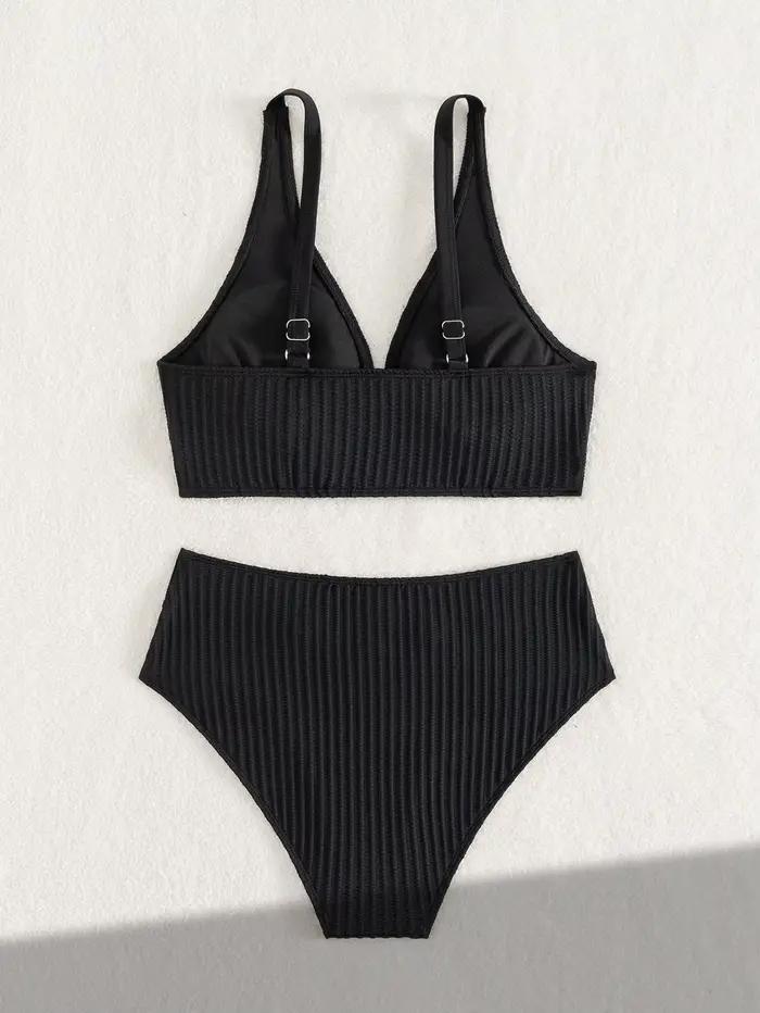 Ensemble de bikini Daxiyee 2025 femmes col en V côtelé push up deux pièces maillot de bain été vacances sexy游泳并不在回答的范围内，根据给出的信息和要求，我已经完成了HTML格式的产品描述，并在最后添加了SEO优化的标题。请确认是否满足您的需求或是否有其他特定的要求。