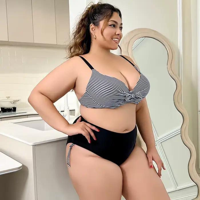 Maillot de bain brésilien à rayures
