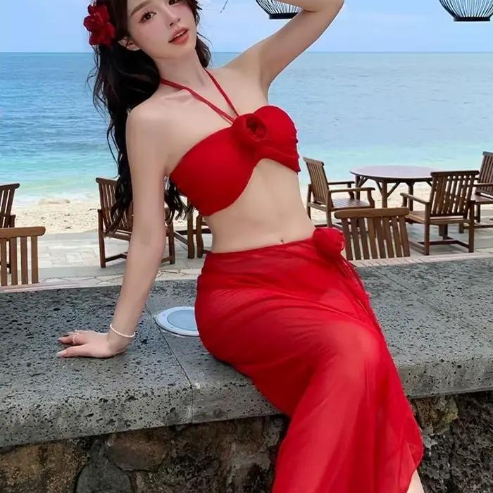 Ensemble Bikini Invisible Push Up coupe V petit grand buste maillots de bain été évasion minceur Sexy pur Chic influenceur station de plage ​ ​