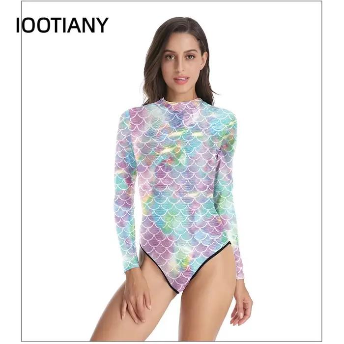 Iwing TIANY-Maillot de bain une pièce à manches longues pour femme adulte