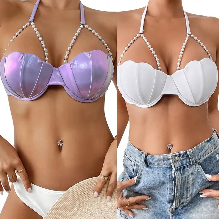 Hauts de bikini à perles pour femmes