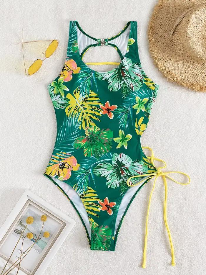 Maillot de bain une pièce 2026 imprimé avec lacets au dos
