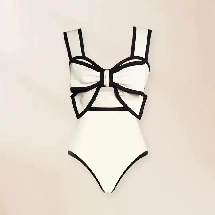 Maillot de bain une pièce rétro noir et blanc