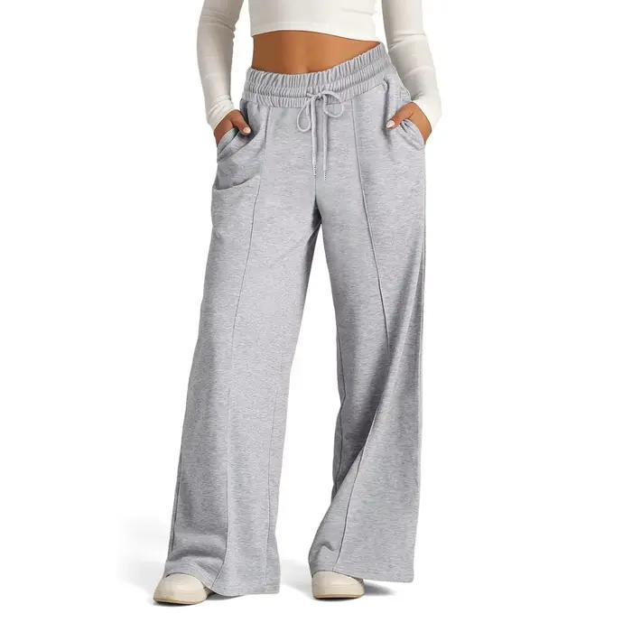 Pantalon de jogging décontracté taille haute à jambe large pour femme