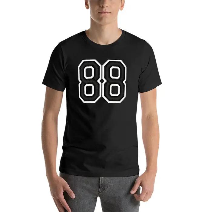 T-shirt de sport noir pour homme, vêtement mignon et humoristique, numéro quatre-vingt-huit, 88