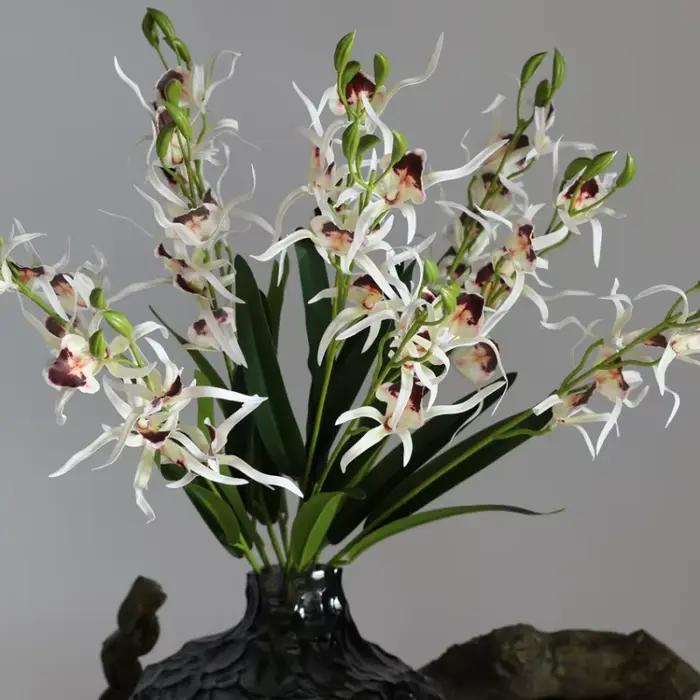 Impression 3D Phalaenopsis Silk Real Touch Spider Orchid Flowers, Home Table Vase Decor, Christmas Photo Props, 5 Branches
