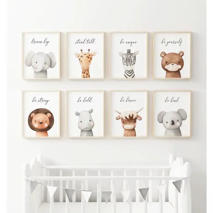 1 toile sans cadre, impressions pour chambre d'enfant, décor animalier, chambre de tout-petit, dessin animé mignon, citation inspirante, affiches sur toile