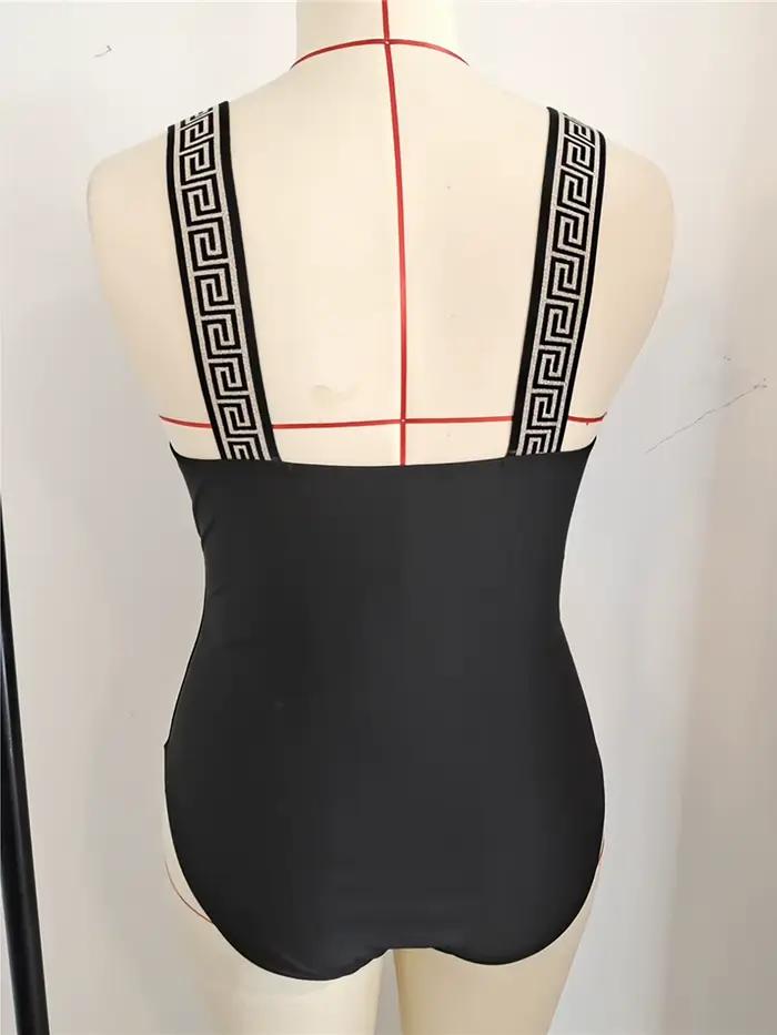 Maillot de bain une pièce femme patchwork sans dos polyester élasthanne printemps été automne hiver occassions spéciales