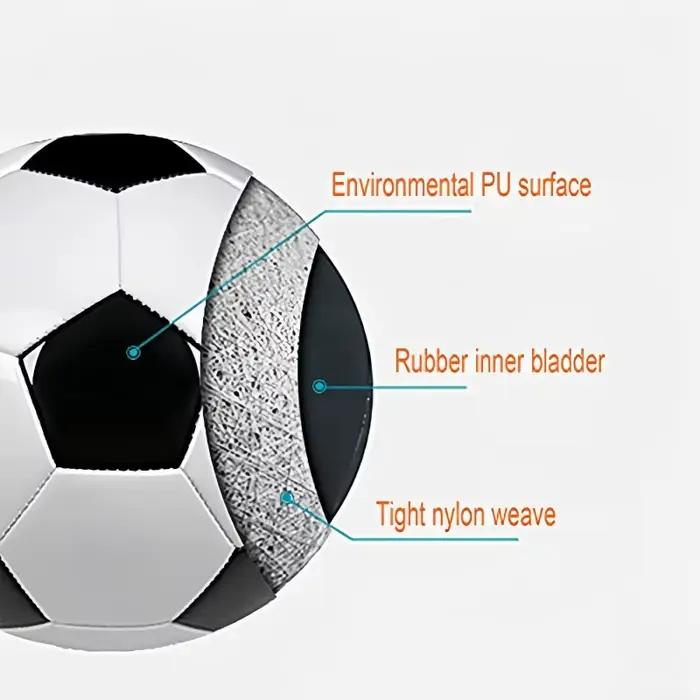 Ballon de football taille 3/5, taille et poids officiels – Classique noir et blanc – Pour une utilisation intérieure et extérieure – Durable et longue durée