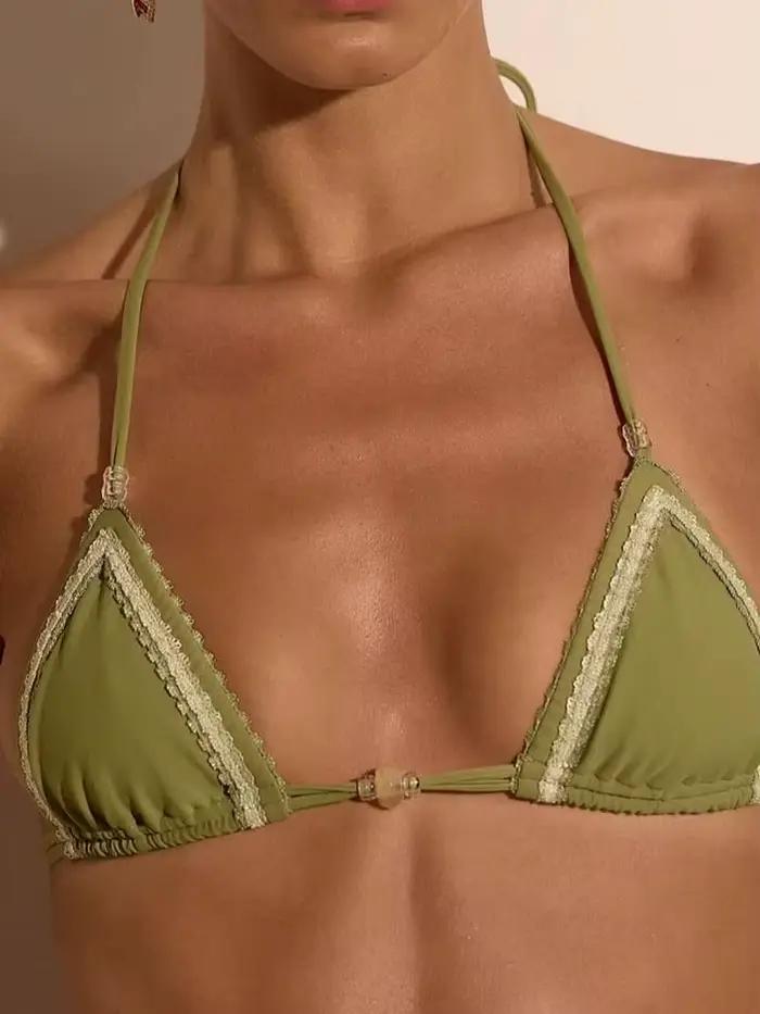 Bikini triangle à col halter pour femmes, maillot de bain sexy, biquini à lacets, maillot de bain féminin pour les vacances, vêtements de plage